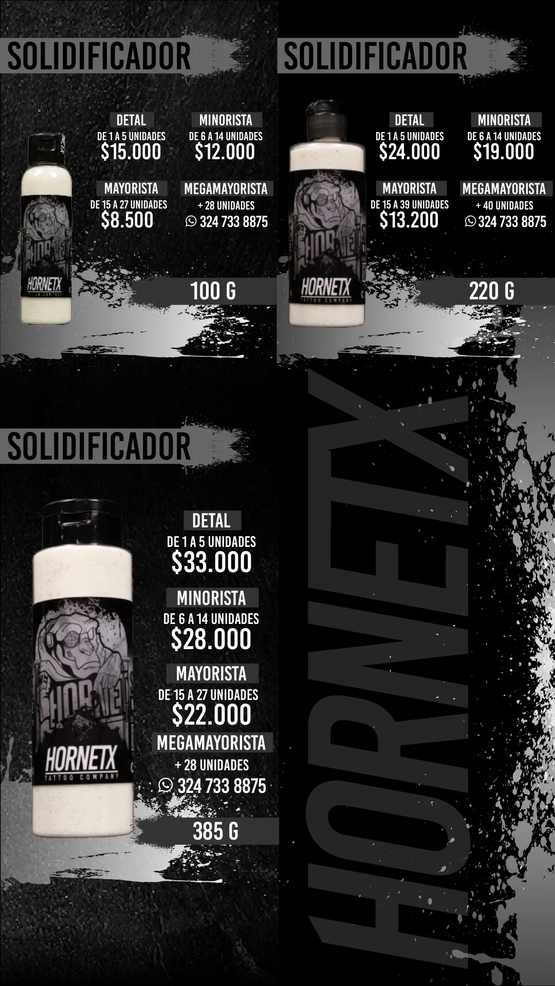 Catálogo HornetX — Solidificador (precios)