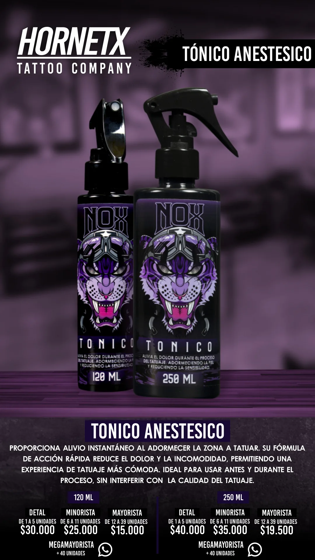 Catálogo HornetX — Tónico Anestésico